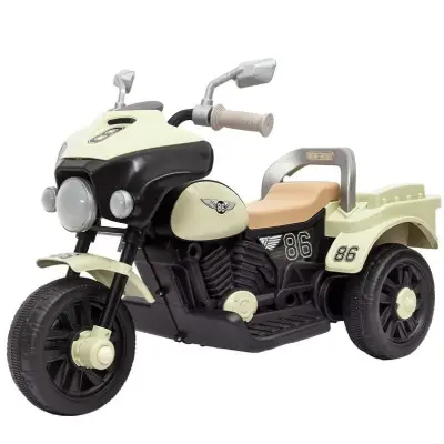 Motocicleta electrica pentru copii 1-8 ani, cu lumini, sunete, Alb-Bej