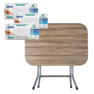 Masa plianta, blat MDF, 40x60x58 cm si servetele umede cu bicarbonat si otet, 3buc/set