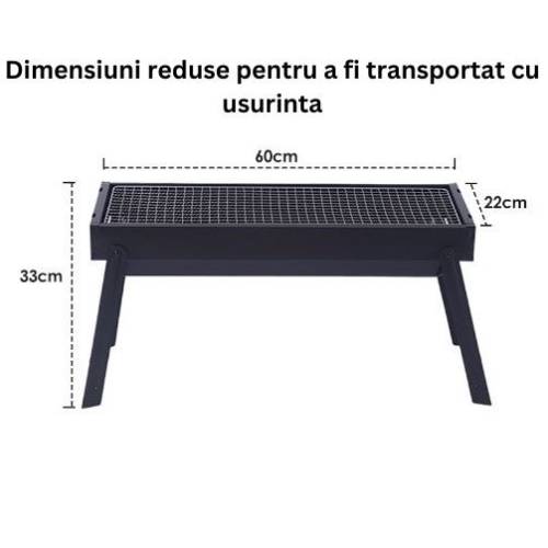 Gratar portabil din metal pentru camping 60 x 22cm