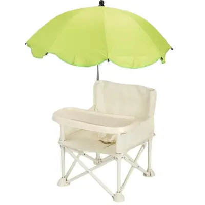 Scaun masa bebelusi si copii 6-9 luni, pliabil, Bej cu umbrela Verde