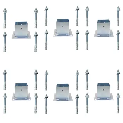 Suport fixare stalp tip pahar 100x100mm x 6buc + 24x Conexpand cu camasa tip M10x80mm
