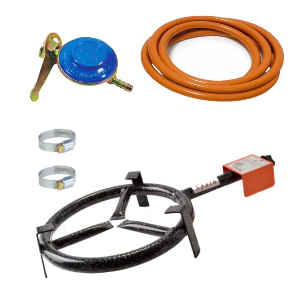 Arzator / Pirostrie gaz 1 cerc, diametru 30 cm + furtun gaz 2m + ceas butelie + 2 x coliere furtun Arzator / Pirostrie gaz 1 cerc, diametru 30 cm + furtun gaz 2m + ceas butelie + 2 x coliere furtun