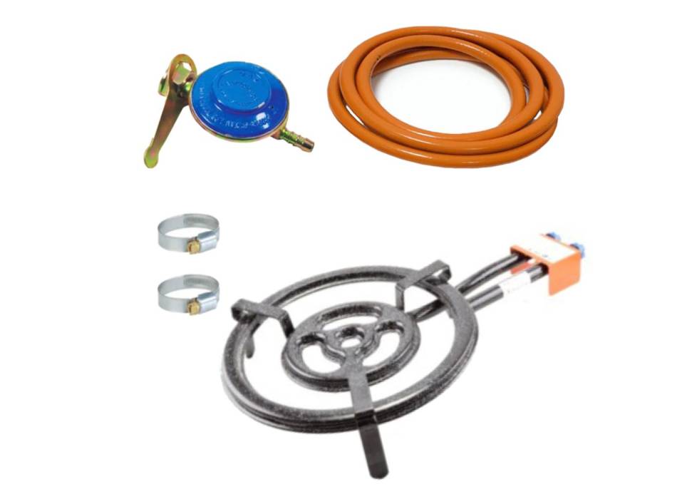 Arzator / Pirostrie gaz 3 cercuri, diametru 41 cm + furtun gaz 2m + ceas butelie + coliere furtun gaz Arzator / Pirostrie gaz 3 cercuri, diametru 41 cm + furtun gaz 2m + ceas butelie + coliere furtun gaz