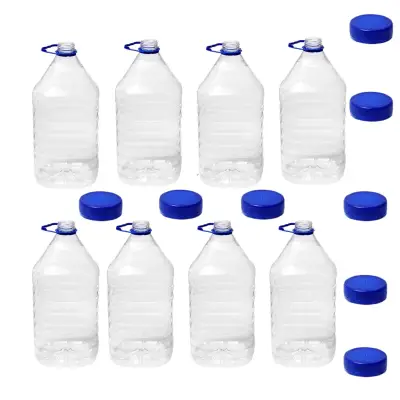 Bidon plastic 10 litri cu capac, 8 buc (transparent)