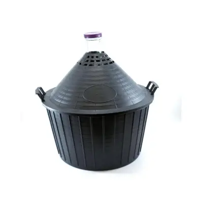 Damigeana 15 L din sticla in cos din plastic negru, cu dop