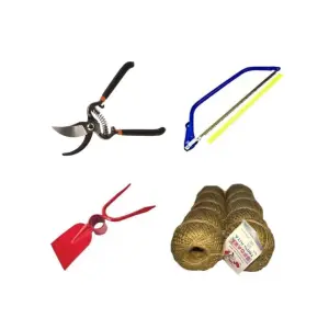 Foarfeca pentru pomi, vita de vie + Fierastra Coarba 455mm + 10 x Sfoara iuta, 100gr + Sapaliga cu furcheta din otel