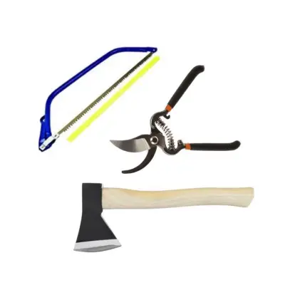 Foarfeca pentru pomi si vita de vie + Fierastrau Coarba, 455mm + Topor cu coada 500 g