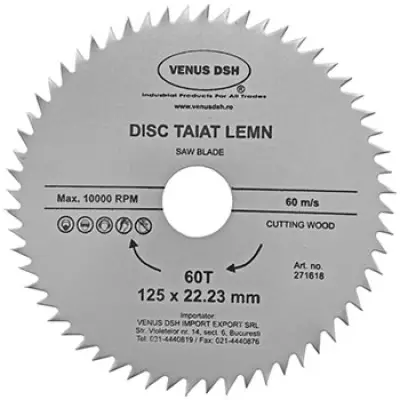 Disc taiat lemn, 125 x 22.23 mm