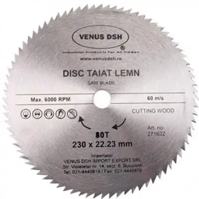 Disc taiat lemn, 230 x 22.23 mm