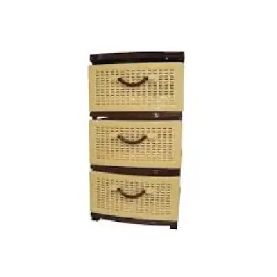 Dulap plastic cu sertare (baie, bucatarie, balcon) maro, 3 compartimente