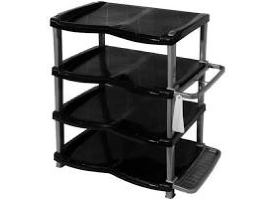 Raft pantofi / Suport pantofi negru-gri plastic 4 etaje