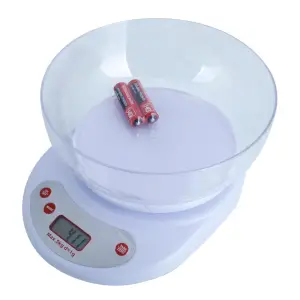 Cantar pentru bucatarie electronic cu bol, display LCD , inchidere automata , alb