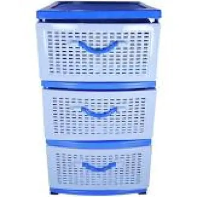 Dulap depozitare plastic (baie, bucatarie, balcon) 3 sertare albastru