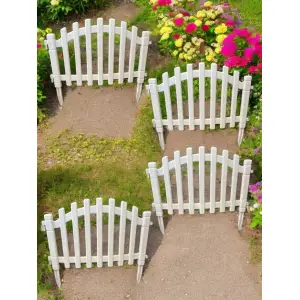 Gard decorativ din plastic pentru flori Alb, 56x40x2.5cm