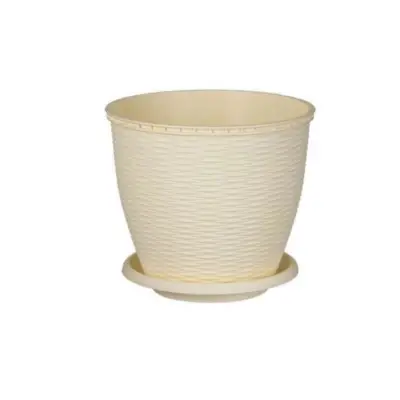 Ghiveci flori tip ratan, crem 16 litri