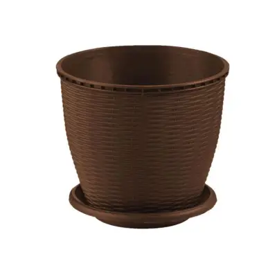 Ghiveci flori tip ratan, maro 16 litri