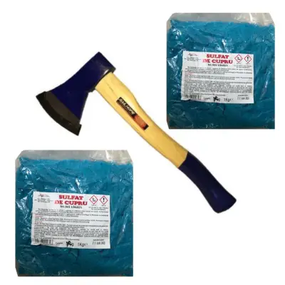 Set 2 x sulfat de cupru 1 kg (piatra vanata), stropire pomi si legume + topor