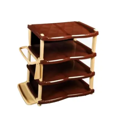 Raft pantofi 4 etaje, plastic, maro (incaltaminte)