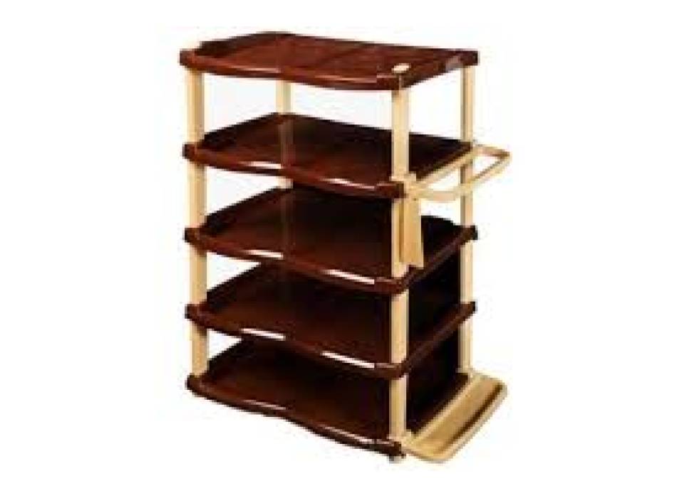 Raft pantofi / Suport pantofi maro-crem plastic 5 etaje Raft pantofi / Suport pantofi maro-crem plastic 5 etaje