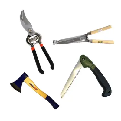 Toporisca 800g +  Foarfeca pomi, vita de vie +  Fierastrau pliabil +  Foarfeca pentru gard viu