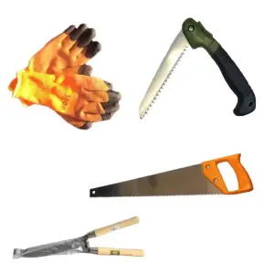 Topor cu coada, 800g + Foarfeca pentru pomi, vita de vie +  Fierastrau pliabil + Fierstrau pentru pomi