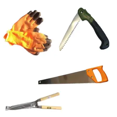 Topor cu coada, 800g + Foarfeca pentru pomi, vita de vie +  Fierastrau pliabil + Fierstrau pentru pomi