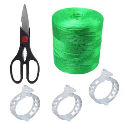 Sfoara palisat 1kg + clipsuri palisare rosii 500 bucati (castraveti, legume) + Foarfeca