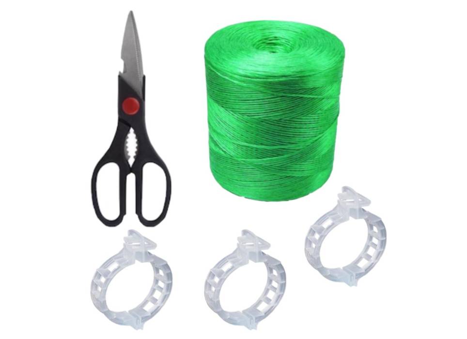 Sfoara Palisat / Ata 950 gr + Foarfeca + Clips de palisare legume (tomate, ardei, castraveti) 500 BUC