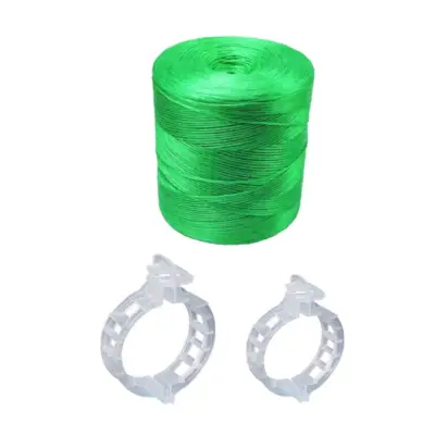 Sfoara palisat verde 1kg (UV) + clipsuri palisare rosii 500 buc ( ardei, castraveti)