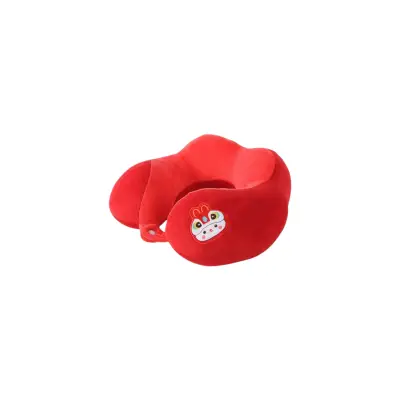 Perna de Calatorie pentru Gat, Umplutura cu Bumbac, Model Brodat Iepure, Rosu