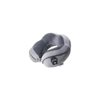 Perna de Calatorie pentru Gat, Umplutura cu Bumbac, Model Brodat Urs, Gri