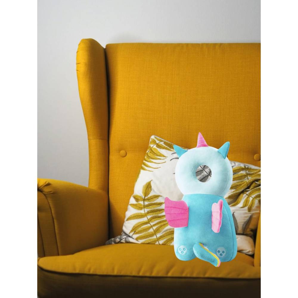 Perna Tip Rucsac pentru Protectia Capului pentru Bebelusi, Tip Unicorn, Albastru