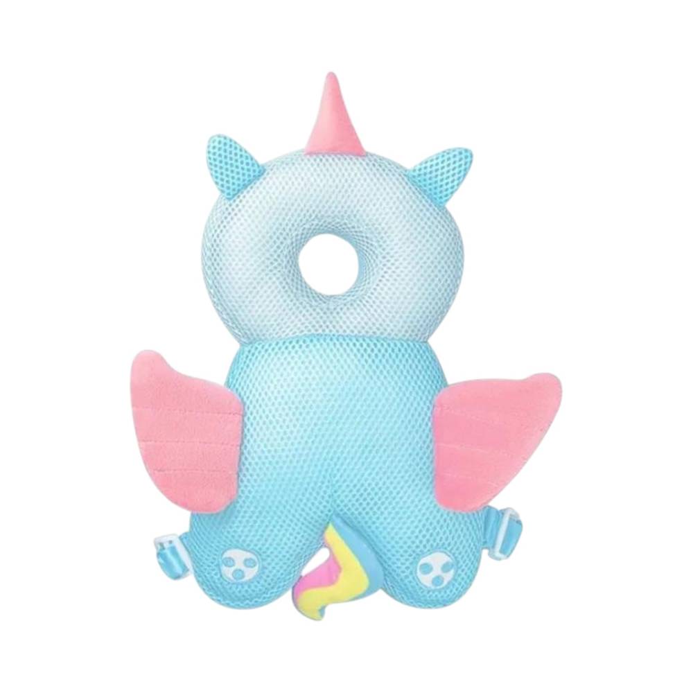 Perna Tip Rucsac pentru Protectia Capului pentru Bebelusi, Tip Unicorn, Albastru, Plasa