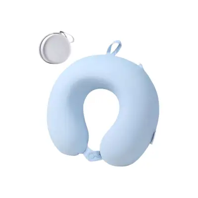 Perna de Calatorie pentru Gat si Cap, Umplutura din Spuma cu Memorie, Cutie Transport, Bleu