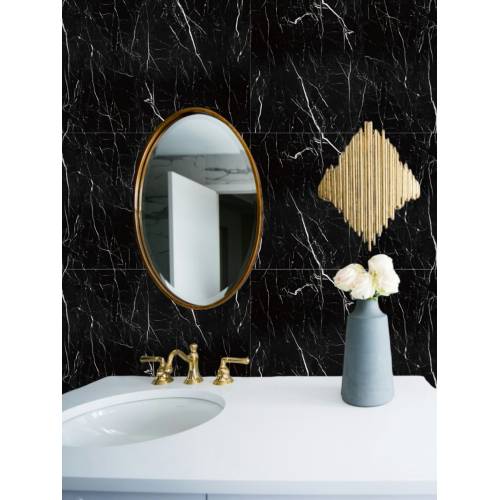 Tapet 3D autoadeziv, 60x30cm PVC, imitatie marmura, Negru, 10buc/set