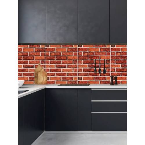 Tapet 3D autoadeziv, model caramida, rosu, 30x30cm, 10buc/set