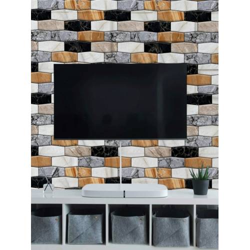 Tapet 3D autoadeziv,30x30cm,  imitatie marmura, Gri, Maro, Negru, 10buc/set