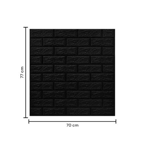 Tapet 3D autoadeziv, 70x77cm, imitatie caramida, Negru, 10buc/set