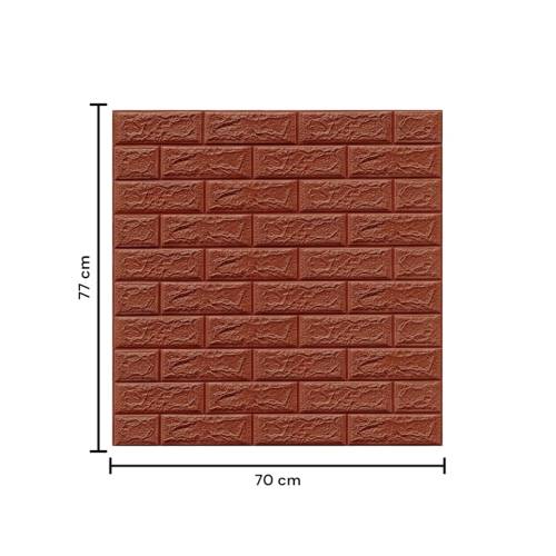 Tapet 3D autoadeziv, 70x77cm, Caramida, Maro, 10buc/set
