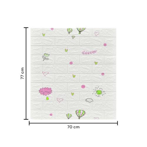 Tapet 3D autoadeziv, 70x77cm, Model Baloane, Alb, 10buc/set