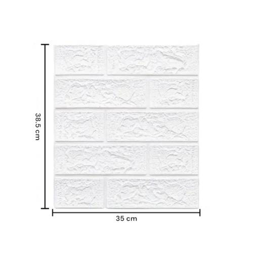Tapet 3D autoadeziv, 35x38cm, imitatie caramida, Alb, 10buc/set