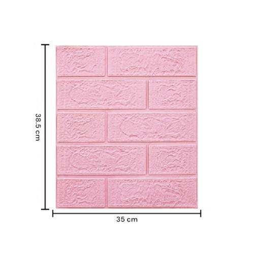 Tapet 3D autoadeziv, 35x38cm, imitatie caramida, Roz, 10buc/set