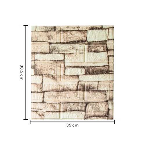 Tapet 3D autoadeziv, model caramida, piatra galbena, 35x38cm, 10buc/set