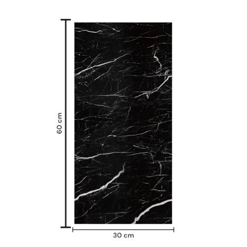 Tapet 3D autoadeziv, 60x30cm PVC, imitatie marmura, Negru, 10buc/set