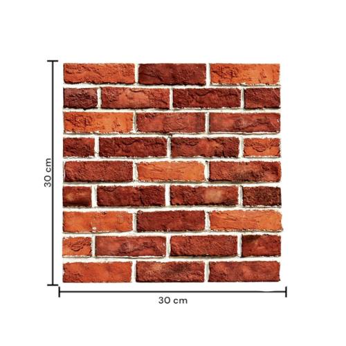 Tapet 3D autoadeziv, model caramida, rosu, 30x30cm, 10buc/set
