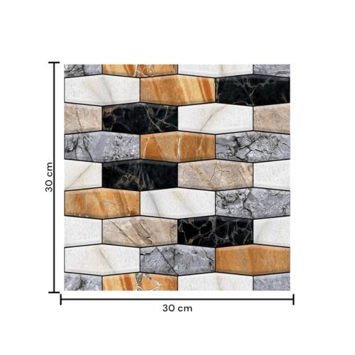 Tapet 3D autoadeziv,30x30cm,  imitatie marmura, Gri, Maro, Negru, 10buc/set