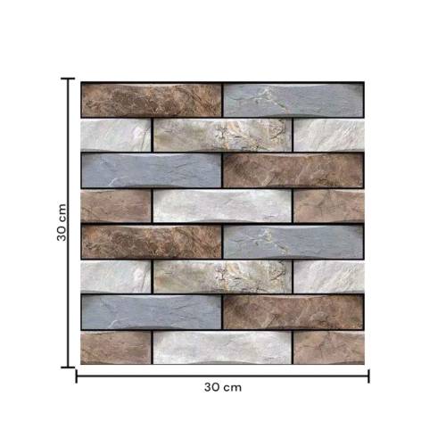 Tapet 3D autoadeziv, imitatie marmura,30x30cm, Gri, Maro, Bej, 10buc/set