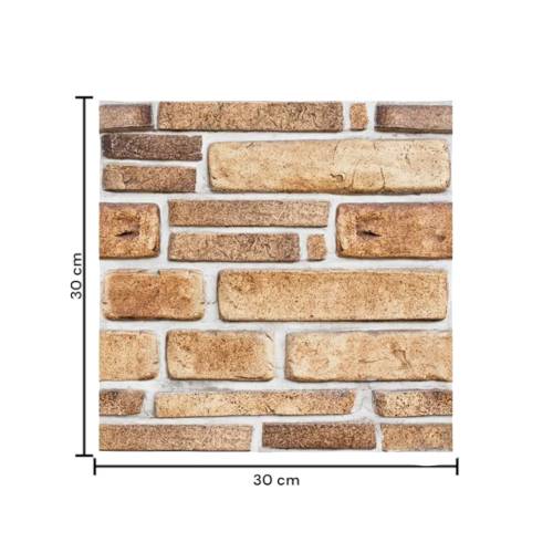 Tapet 3D autoadeziv, 30x30cm PVC, imitatie piatra, Bej, 10buc/set