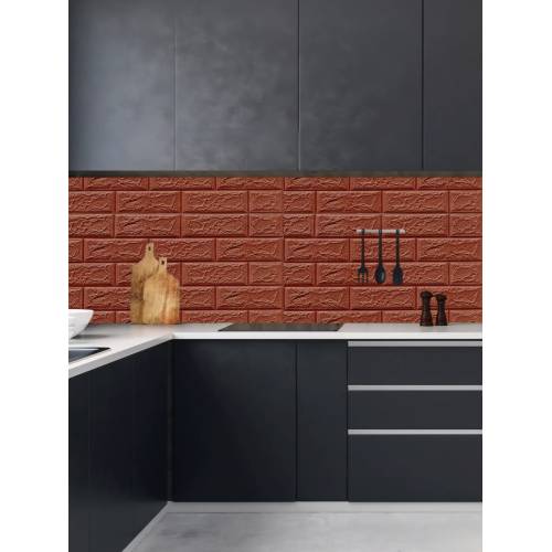 Tapet 3D autoadeziv, 70x77cm, Caramida, Maro, 10buc/set