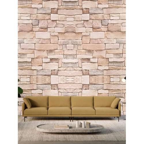 Tapet 3D autoadeziv, model caramida, piatra galbena, 35x38cm, 10buc/set